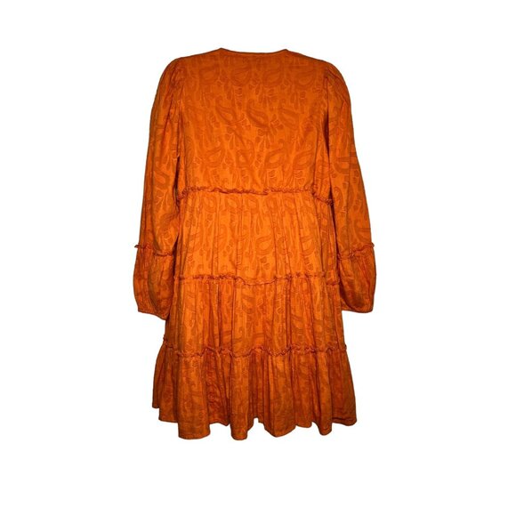 NWT Cleobella Blythe Mini Dress in Bright Orange Floral Jacquard Tiered Boho XS - Picture 15 of 16